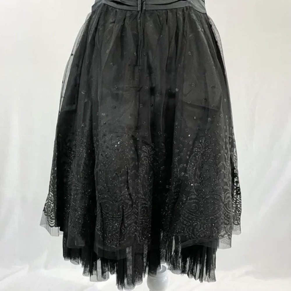 New Lucy Paris Glitter Polka Dot Tulle Ruched Satin Waist Dress Black Size Small - Picture 10 of 16